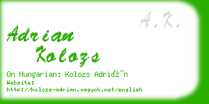 adrian kolozs business card